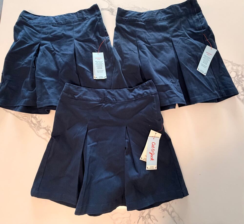 Cat & Jack Girls School Uniform Skorts Lot of 3 Navy Blue Size 8 New with Tags